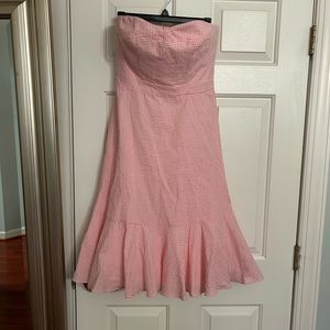 J.Crew Strapless Ruffle-hem Dress in Seersucker, size 6